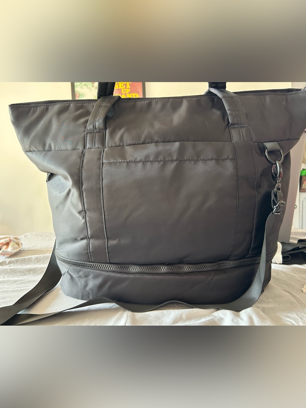Black woman Nylon Tote Bag with Detachable Strap
